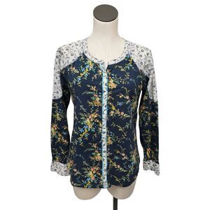Sundance Navy Floral Stories to be Told Top Size Small‎ Coastal Casual Blouse